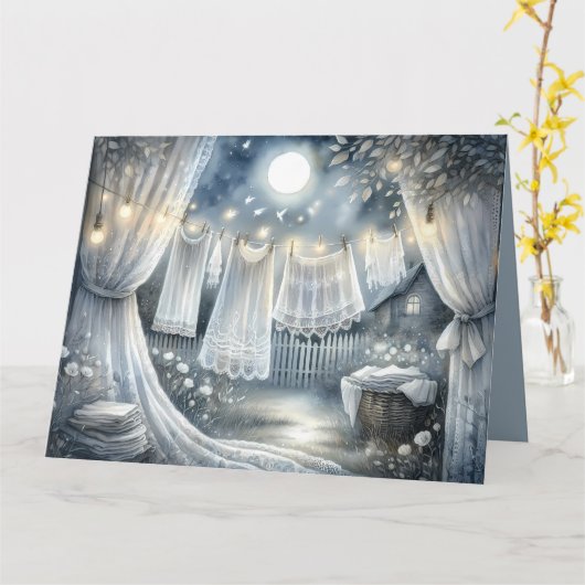 Moonlit CottageCore waslijn Kaart (Gele Bloem)