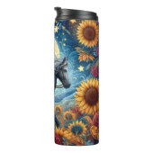 Moonlit Cowgirl Zonnebloem Paardrijden Thermosbeker (Geroteerd rechts)