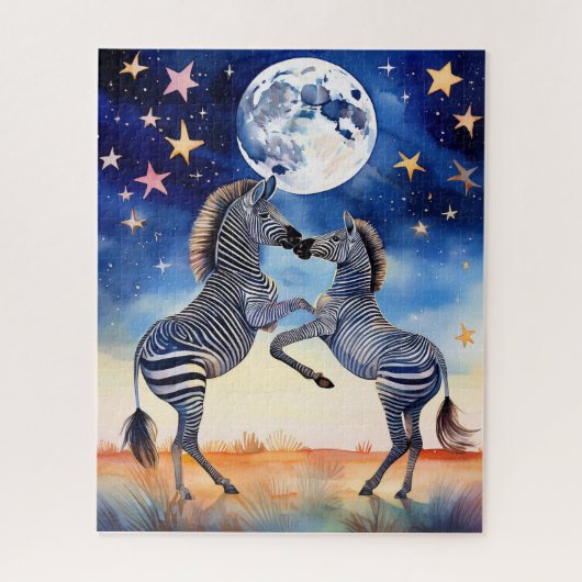 Moonlit Dance Zebras in Love Legpuzzel (Verticaal)