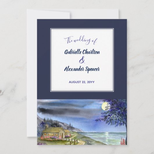 Moonlit de Uitnodiging van de Waterverf van de Weg (Achterkant)