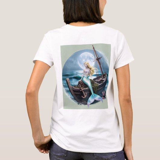 Moonlit Depths: Zeemeermin en de Vergeten Schipper T-shirt (Achterkant)