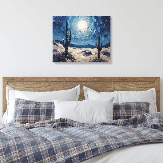 Moonlit Desert Premium Wrapped Canvas Muurkunst (Insitu (Slaapkamer))
