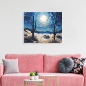 Moonlit Desert Premium Wrapped Canvas Muurkunst (Insitu (Woonkamer))