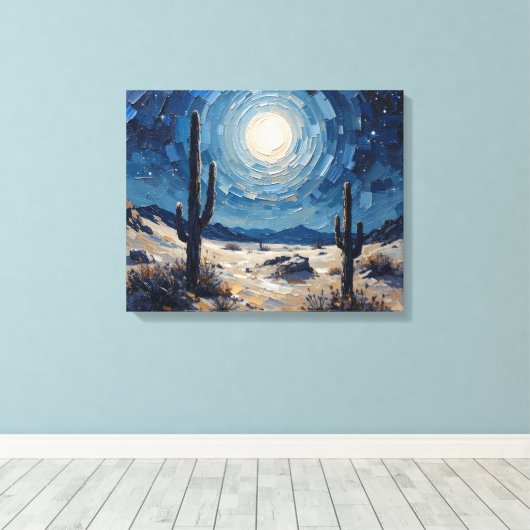 Moonlit Desert Premium Wrapped Canvas Muurkunst (Insitu (Houten vloer))