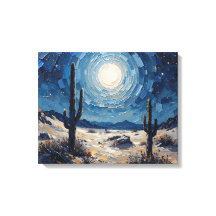 Moonlit Desert Premium Wrapped Canvas Muurkunst