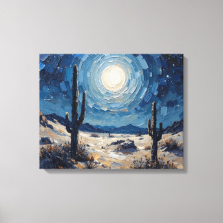 Moonlit Desert Premium Wrapped Canvas Muurkunst Afdruk