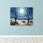 Moonlit Desert Premium Wrapped Canvas Muurkunst Afdruk (Insitu (Houten vloer))