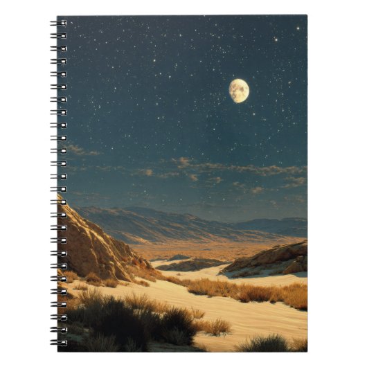 Moonlit Desert Sterrennacht Notitieboek (Voorkant)