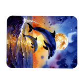 Moonlit Dolphin Dreams Over Sunset Ocean Magneet (Horizontaal)