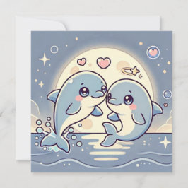 Moonlit Dolphin Love Kaart