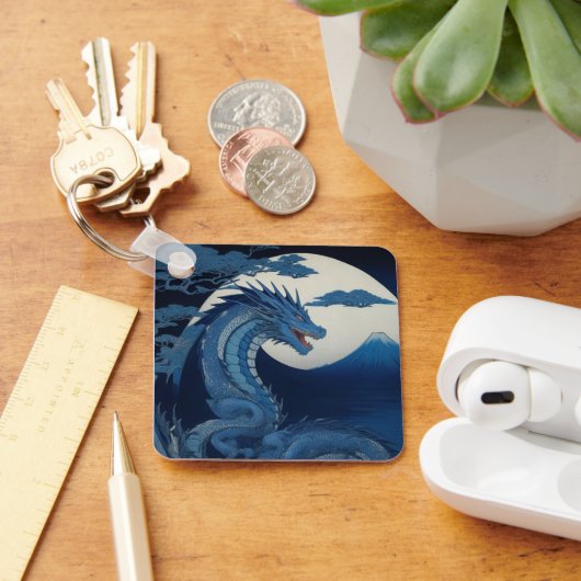 Moonlit Dragon of Fuji Keychain (Bureau)