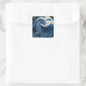 Moonlit Dragon of Fuji Square Sticker (Tas)