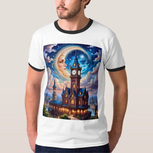 Moonlit Dream Castle Fantasy T-Shirt (Voorkant)