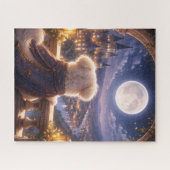 Moonlit Dream – Dog Watching a Magical City Puzzle Legpuzzel (Horizontaal)