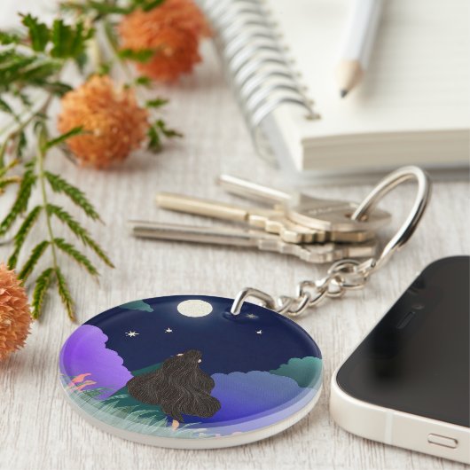 Moonlit Dreamer Girl Acrylic Keychain (Voorkant Rechts)