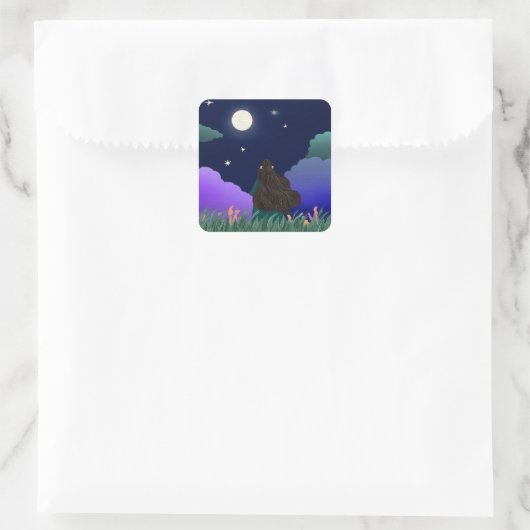 Moonlit Dreamer Girl Square Sticker  (Tas)