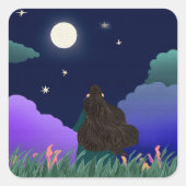 Moonlit Dreamer Girl Square Sticker  (Voorkant)