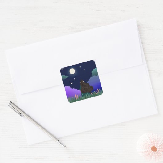 Moonlit Dreamer Girl Square Sticker  (Envelop)