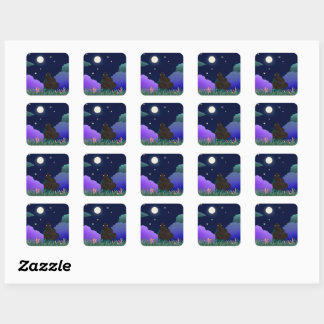 Moonlit Dreamer Girl Vierkante Sticker 