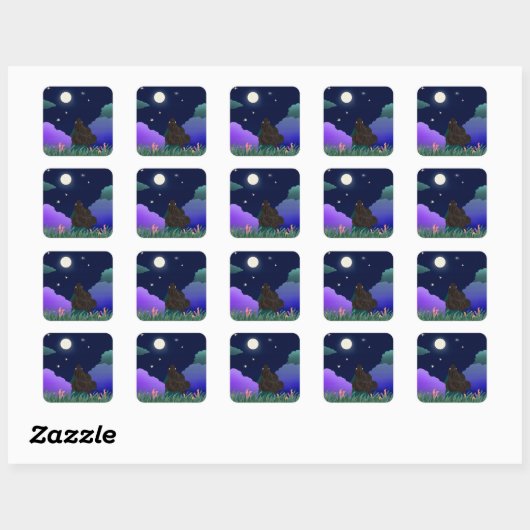 Moonlit Dreamer Girl Vierkante Sticker (Vel)