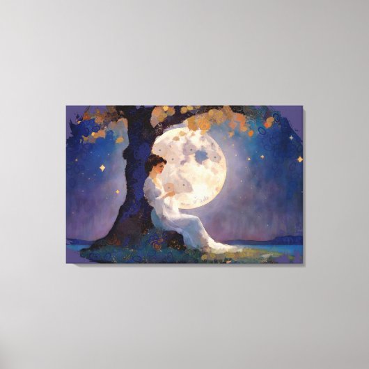 Moonlit Dreamer - Serene Night Sky Canvas Afdruk (Voorkant)