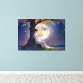 Moonlit Dreamer - Serene Night Sky Canvas Afdruk (Insitu (Houten vloer))
