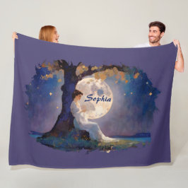 Moonlit Dreamer - Serene Night Sky Fleece Deken