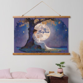 Moonlit Dreamer - Serene Night Sky Hangend Wandkleed