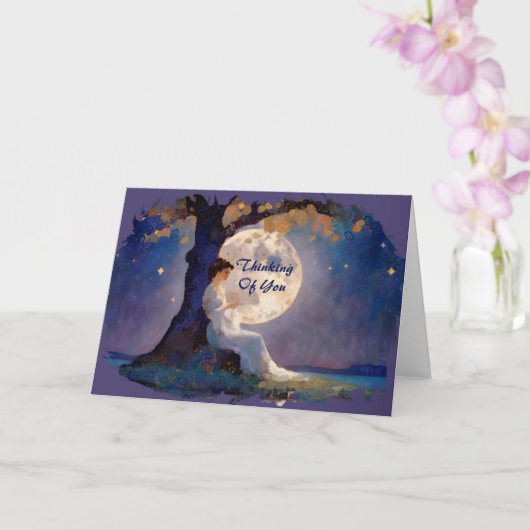 Moonlit Dreamer - Serene Night Sky Kaart (Orchidee)