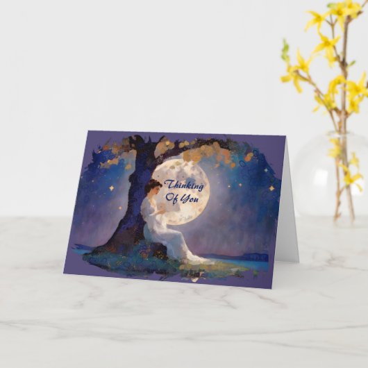 Moonlit Dreamer - Serene Night Sky Kaart (Gele Bloem)