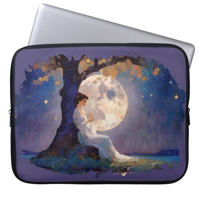 Moonlit Dreamer - Serene Night Sky Laptop Sleeve (Voorkant)