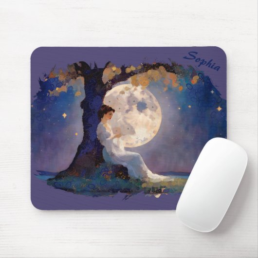 Moonlit Dreamer - Serene Night Sky Muismat (Met muis)