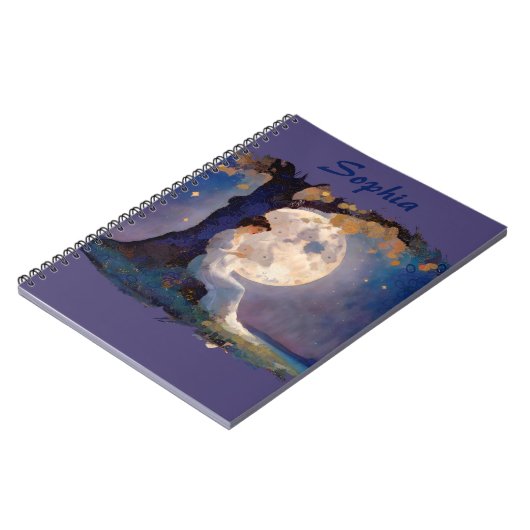 Moonlit Dreamer - Serene Night Sky Notitieboek (Linkerzijde)