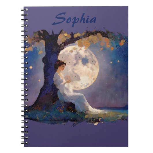 Moonlit Dreamer - Serene Night Sky Notitieboek (Voorkant)