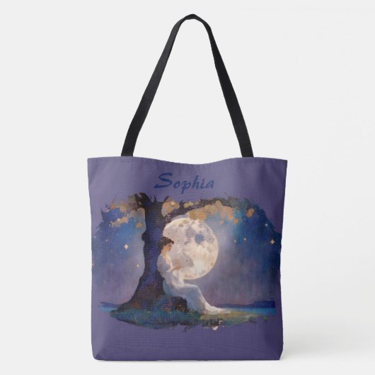 Moonlit Dreamer - Serene Night Sky Tote Bag (Achterkant)