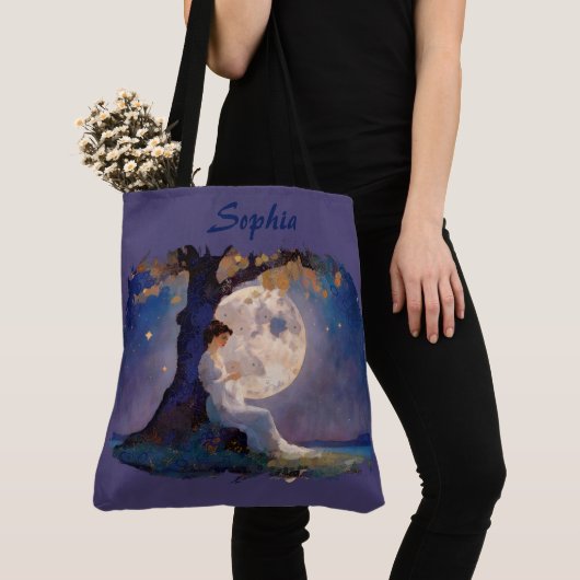 Moonlit Dreamer - Serene Night Sky Tote Bag (Dichtbij)