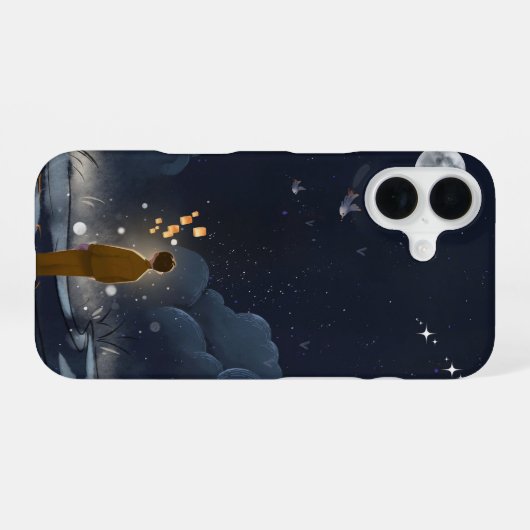 Moonlit Dreams – iPhone 16 Case | Night Sky Illust iPhone 16 Hoesje (Achterkant horizontaal)