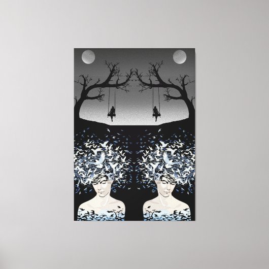 Moonlit Dreams: vrijheid en eenzaamheid Canvas Afdruk (Voorkant)