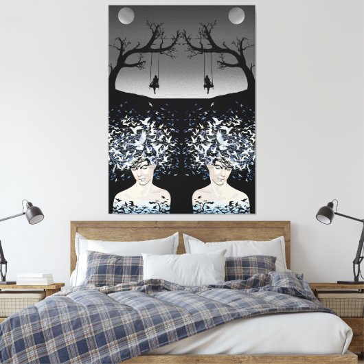 Moonlit Dreams: vrijheid en eenzaamheid Canvas Afdruk (Insitu (Slaapkamer))