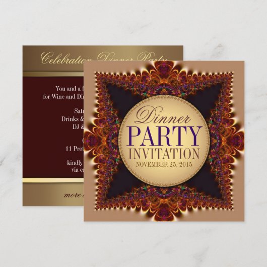 Moonlit Earth Lace Adult Dinner Party Uitnodiginge Kaart (Voorkant / Achterkant)