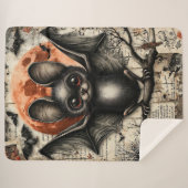 Moonlit Echo: De Sentinel met fluwelen vleugels Sherpa Deken (Voorkant (horizontaal))