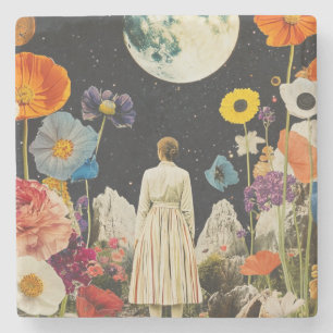 Moonlit Elegance - Het Uitzicht van de vrouw met d Stenen Onderzetter
