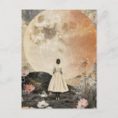 Moonlit Elegance - Uitzicht van de vrouw met maan  Briefkaart (Voorkant)