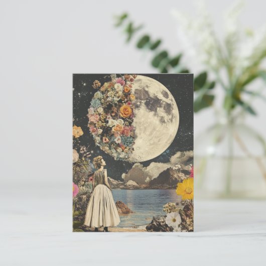Moonlit Elegance - Vrouw met Maan (2) Briefkaart (Staand voorkant)