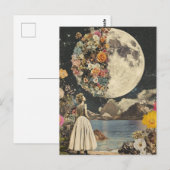 Moonlit Elegance - Vrouw met Maan (2) Briefkaart (Voorkant / Achterkant)