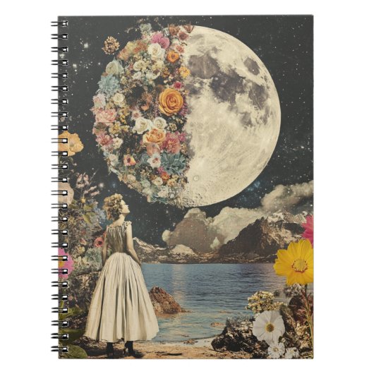 Moonlit Elegance - Vrouw met Maan (2) Notitieboek (Voorkant)