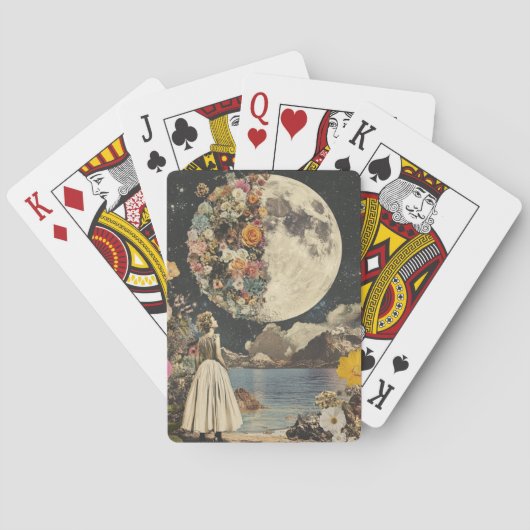 Moonlit Elegance - Vrouw met Maan (2) Pokerkaarten (Achterkant)