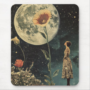 Moonlit Elegance - Vrouw met Maan Muismat