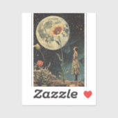 Moonlit Elegance - Vrouw met Maan Sticker (Vel)