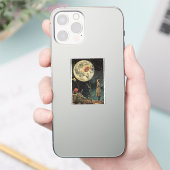 Moonlit Elegance - Vrouw met Maan Sticker (Telefoon)